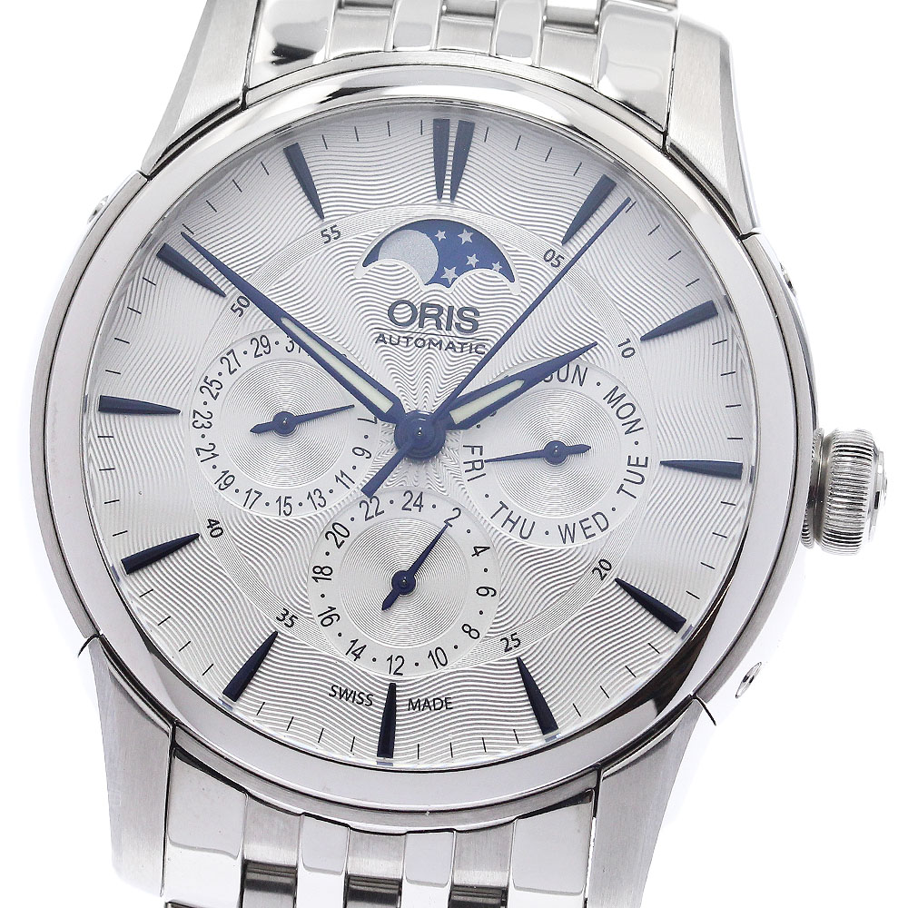 オリス ORIS 7703 アートリエ コンプリケーション ムーンフェイズ 自動巻き メンズ 箱付き_959885【中古】