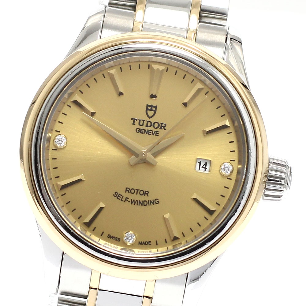 チュードル TUDOR 12103 スタイル 3Pダイヤ YGコンビ 自動巻き レディース _931007【中古】