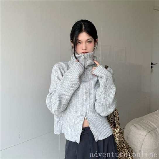 【2025新作入荷】トップス レディース ニットソー セーター プルオーバー ニット リブニット 長袖 ハイネック タートルネック 無地 トレンド ハーフジップ