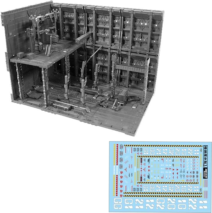 プラモデル ジオラマベース 格納庫 アクションベース ビルダーズパーツ ガンプラ Type 37(Type 37, 一部二階建て幅45x奥行き30x高さ30cm)