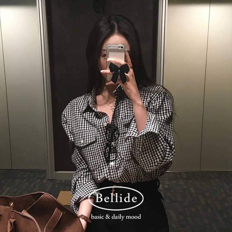 [BELLIDE MADE] 大阪ポケットチェックボードシャツ&ブラウス bs1185