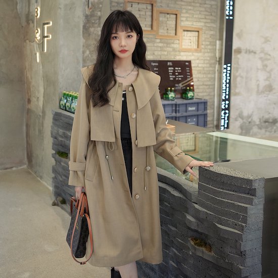 【取寄：納期2週間】コート レディース トレンチコート ウィンドブレーカー シック デザイン アウター 羽織り おしゃれ ジャケット 秋コート スプリングコート コート レディース トレンチコート