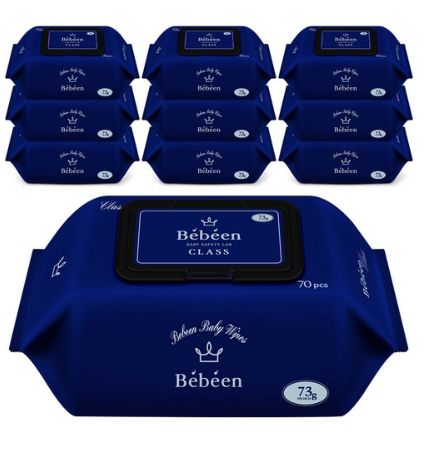 ベベアンクラス プレミアム エンボス 低刺激 ベビー ウェットティッシュ キャップ型 70枚の 10パック/ 韓国直送
