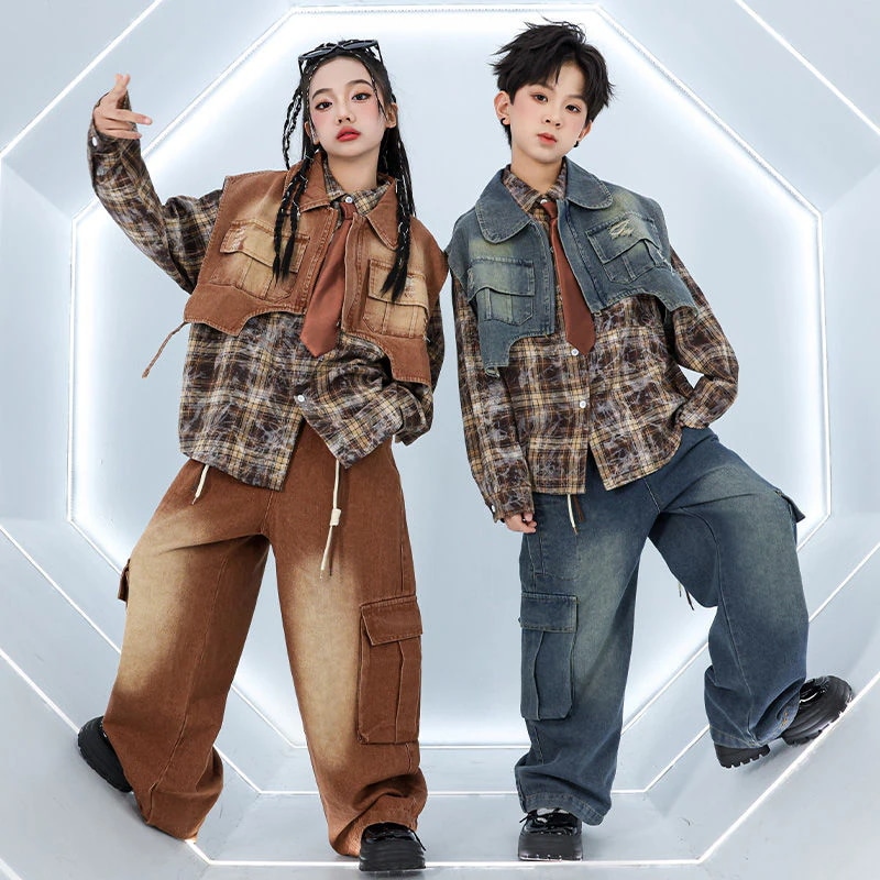 子供の街のダンスの演出服のシャツのベストのファッション服の秋冬のヒップホップのゆったりしたhiphopの養成訓練班の個性のファッションはクールです
