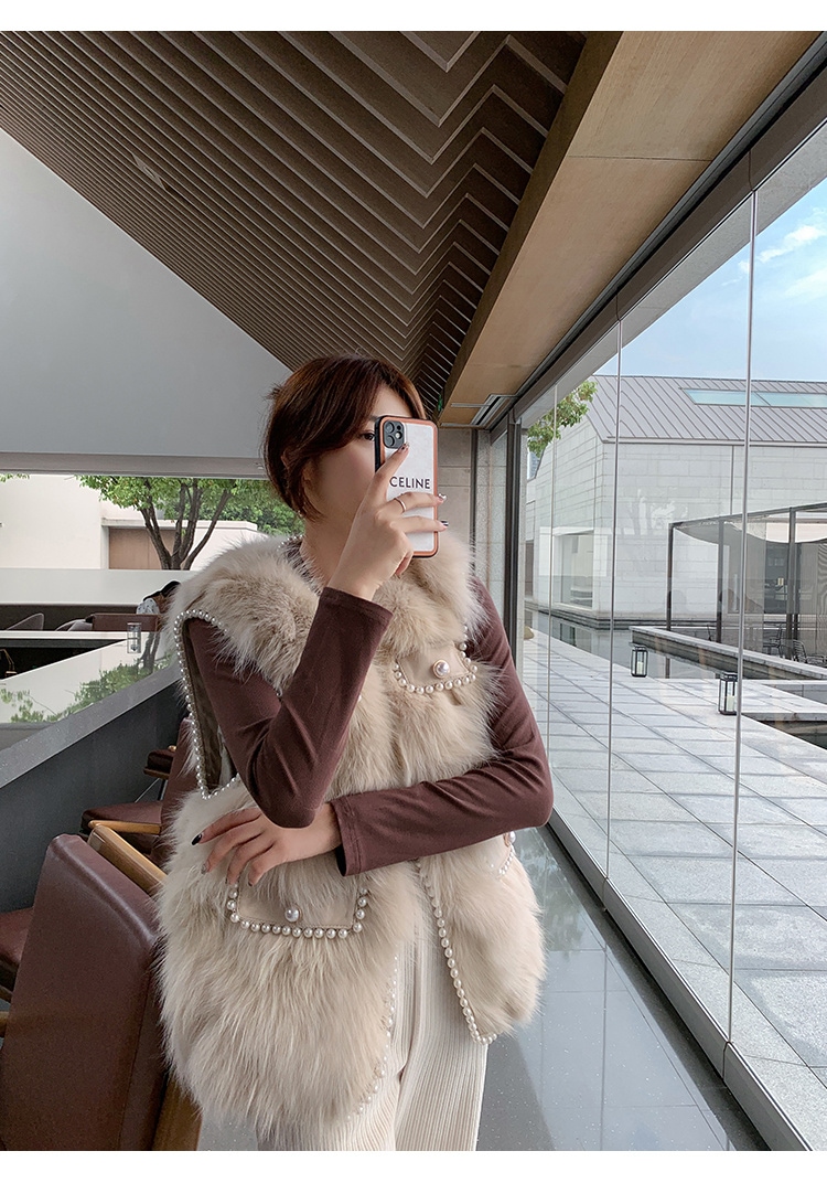 激安セール 毛皮 ベスト 大人気 冬 キツネ毛 短いスタイル タンクトップ 真珠 コート ヤング 快適である