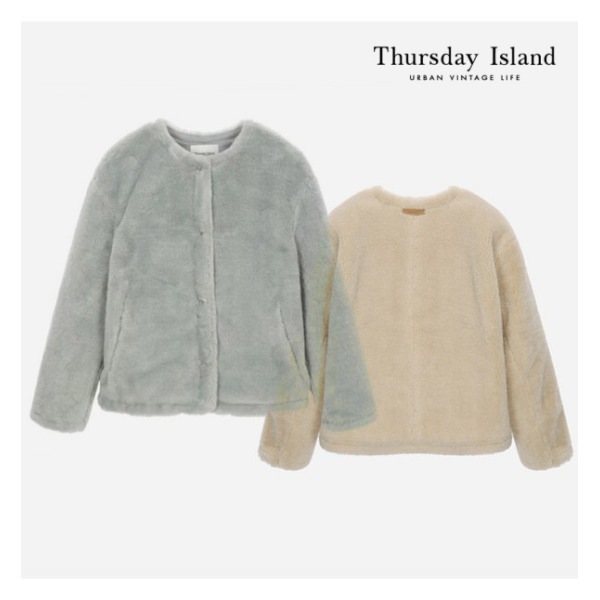 Thursday Island フェイクファー ラウンドネックジャケット(T228MLT235W)