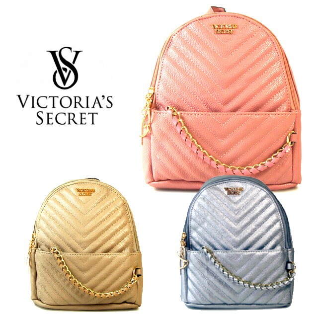 ヴィクシー スタッズ付き Vキルト スモールシティ バックパック ミニリュック 3カラー展開 (ライトピンク / シルバー / ベージュ)