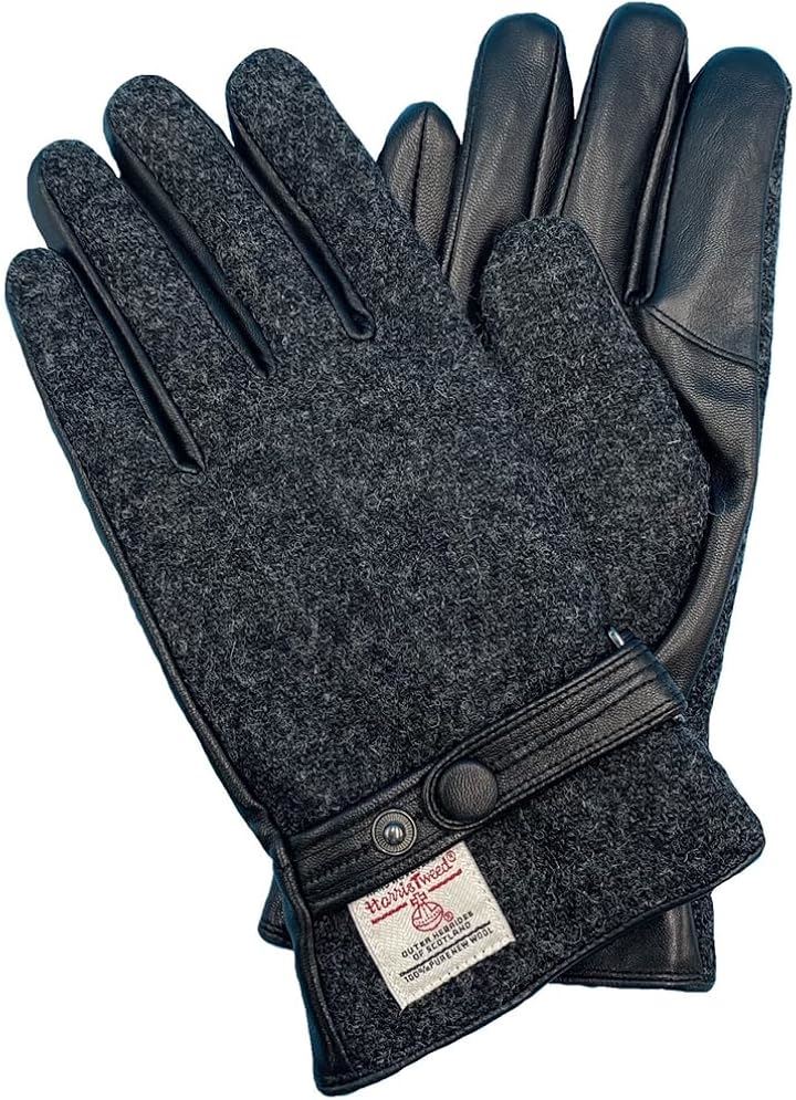 ハリスツイード HARRIS Tweed x羊革手袋 メンズ ベルト付 スマホ対応 裏ボア HBGL009 CGY(チャコール, M) 5,068円