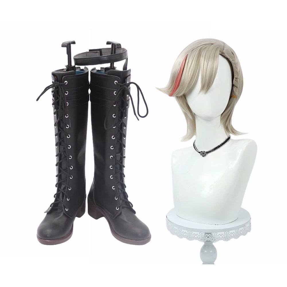 リネ コスプレ靴 ブーツ ウィッグ付き コスプレ 演出服 アニメ 祭り ハロウィン クリスマス 学園祭 文化祭 仮装