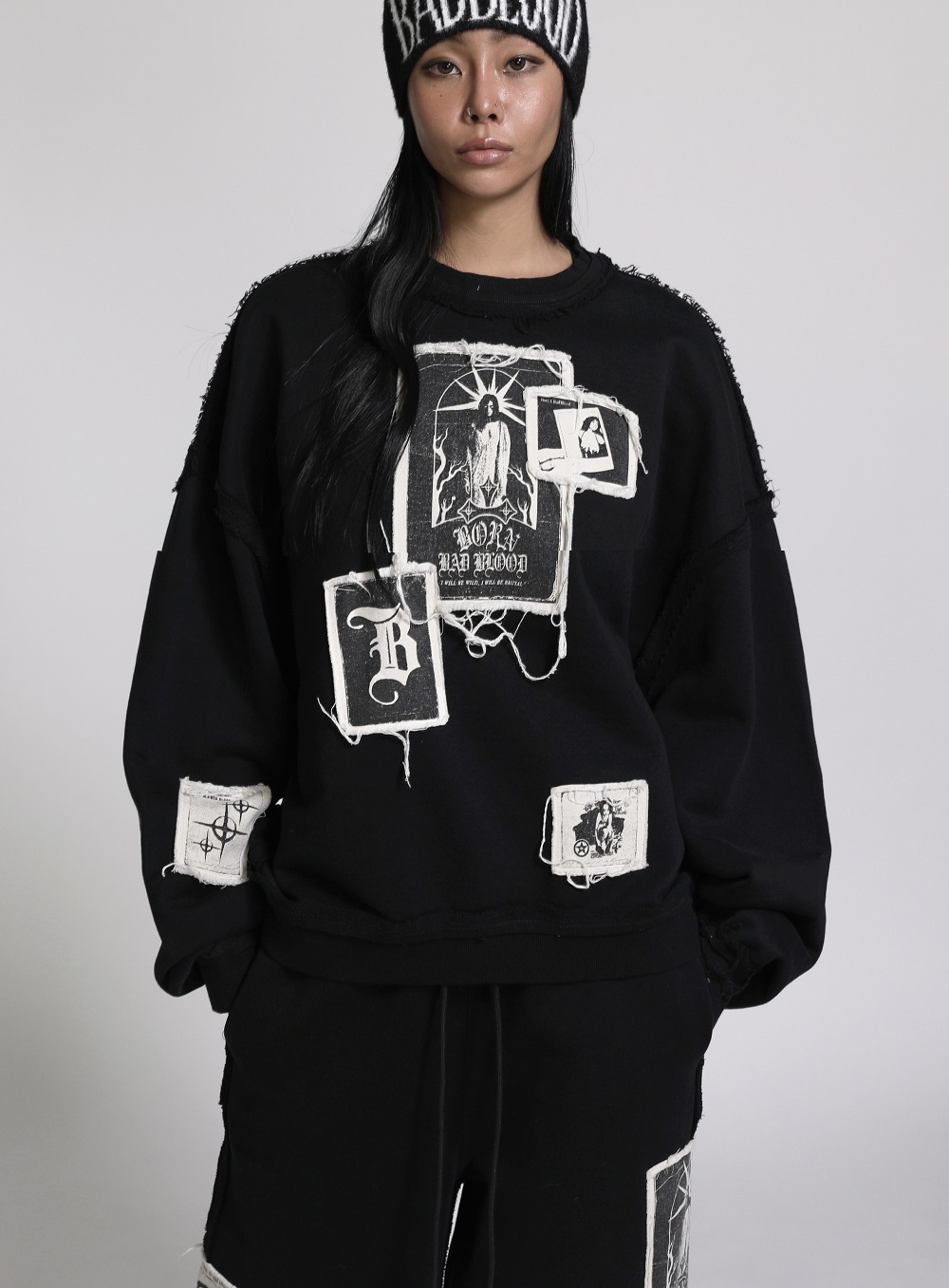 【BADBLOOD】 GRIME SWEATSHIRT LARGE FIT : BLACK 17,491円