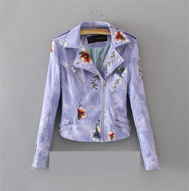 【送料無料】レディース レザージャケット ライダースジャケット 革ジャン 刺繍