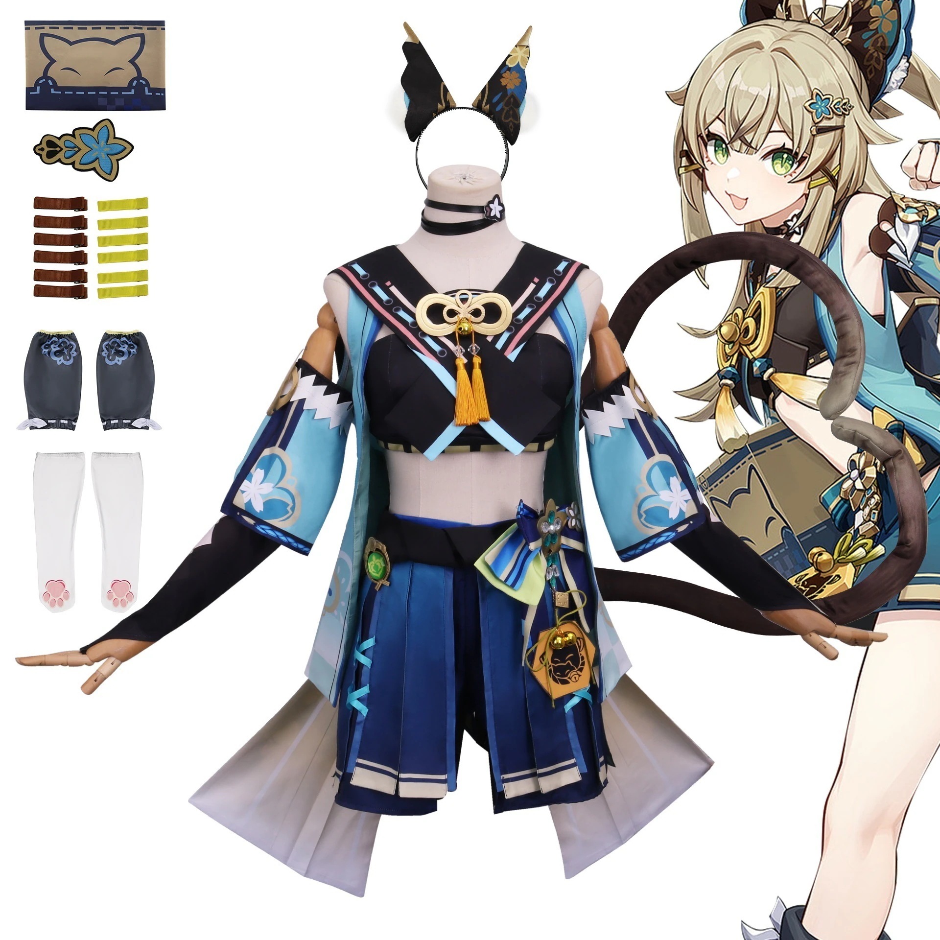 元神稲妻綺良cos衣装新キャラクター草系射手二次元アニメゲームコスプレ服女