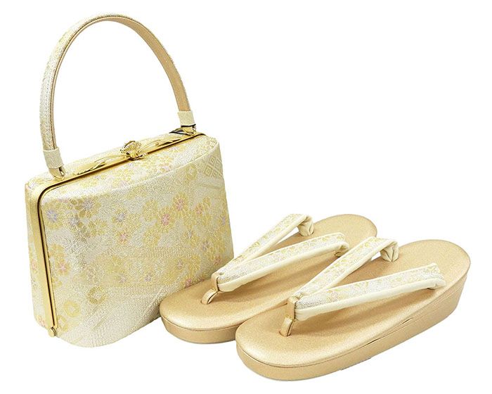草履 バッグ 紗織 西陣織 帯地 草履 バッグセット フォーマル パールトーン加工済み Ｌ寸 日本製 訪問着 新品 n1405