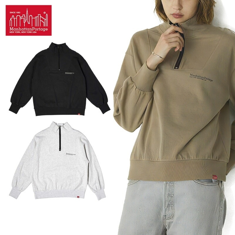 マンハッタン ポーテージ Half-Zip Sweat Shirt (Women’s) (MP-L107) ハーフジップ スウェット レディース 長袖 カットソー