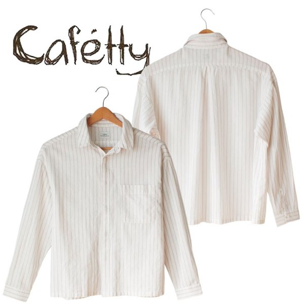 レディース　Cafetty シャツ ビッグスクエア 長袖 リネン CF7172