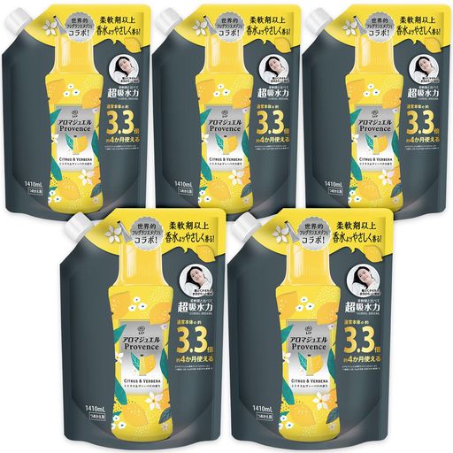 レノア ハピネス アロマジュエル 香り付け専用ビーズ シトラス&ヴァーベナ 詰め替え 1,410ML×5袋 [大容量] [ケース品]