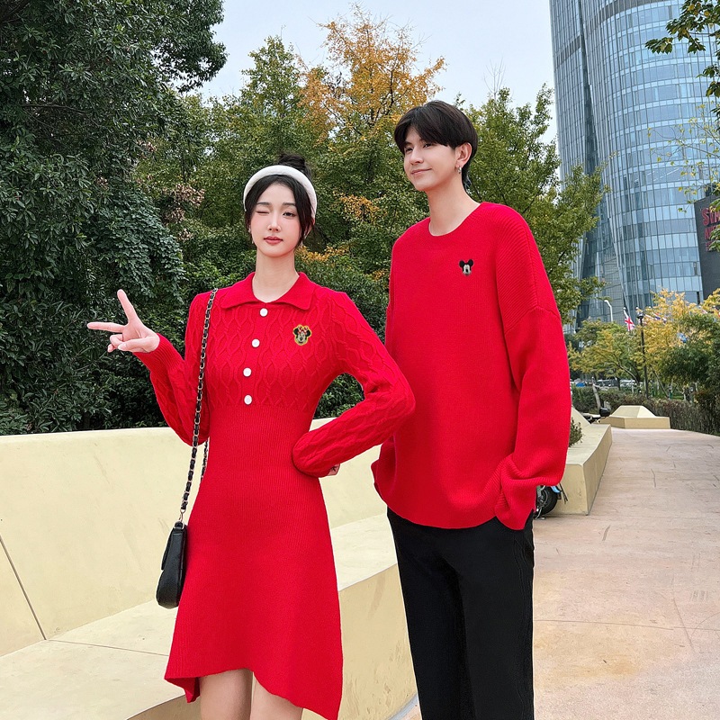 ペアルック ディズニーパーカー 長袖 レディース ロングTシャツ 秋服 男女兼用トップス セーター ニット ワンピース6