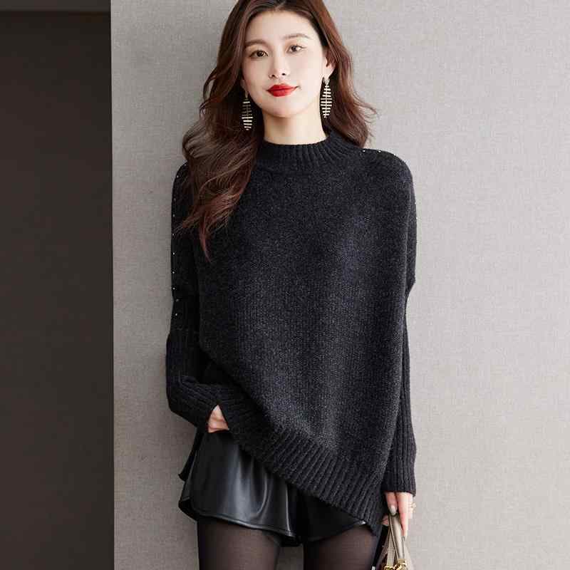 秋冬 コーデ レディース ファッション オシャレ 服 カワイイ シンプル 大人カワイイ 大きいサイズ セーター 厚手 服 ニット 黒 ウール