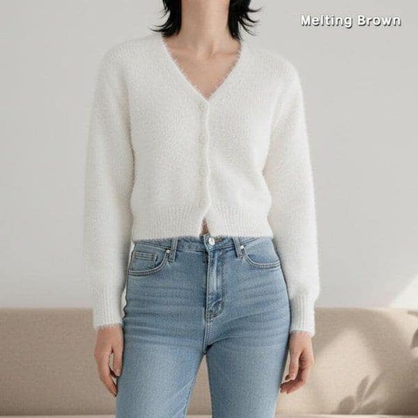 女性クロップVネックカーディガンK12