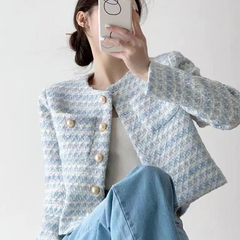 （細工が凝っている）小さな香りのスタイルショートジャケット女性春2025年春新しい重業界のハイエンドフランスの有名人の気質長袖トップ