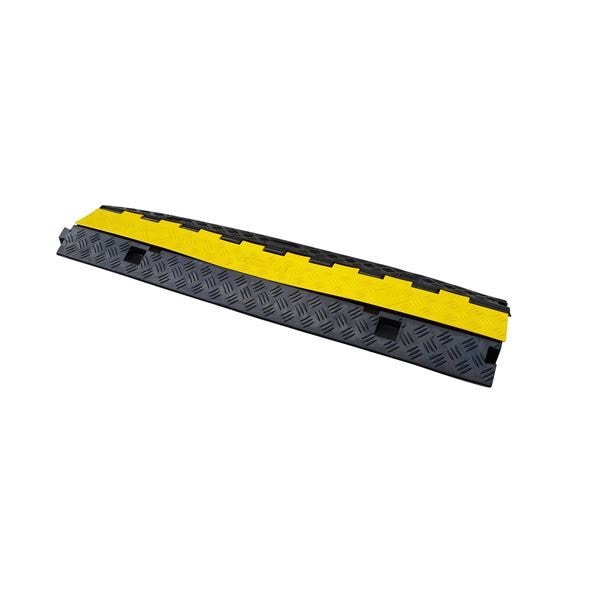 2本セット ケーブルカバー/ケーブルガード 2列配管タイプ リサイクルゴム製 カバー：PVC製 工事現場 イベント会場