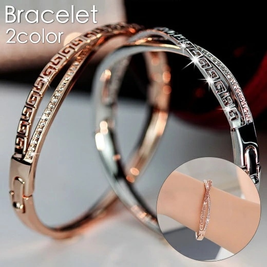 ブレスレット バングル 腕輪 レディース 女性 アクセサリー クロス ラインストーン キラキラ 華やか お洒落 可愛い お出かけ 普段使い プレゼント ギフト ファッション小物