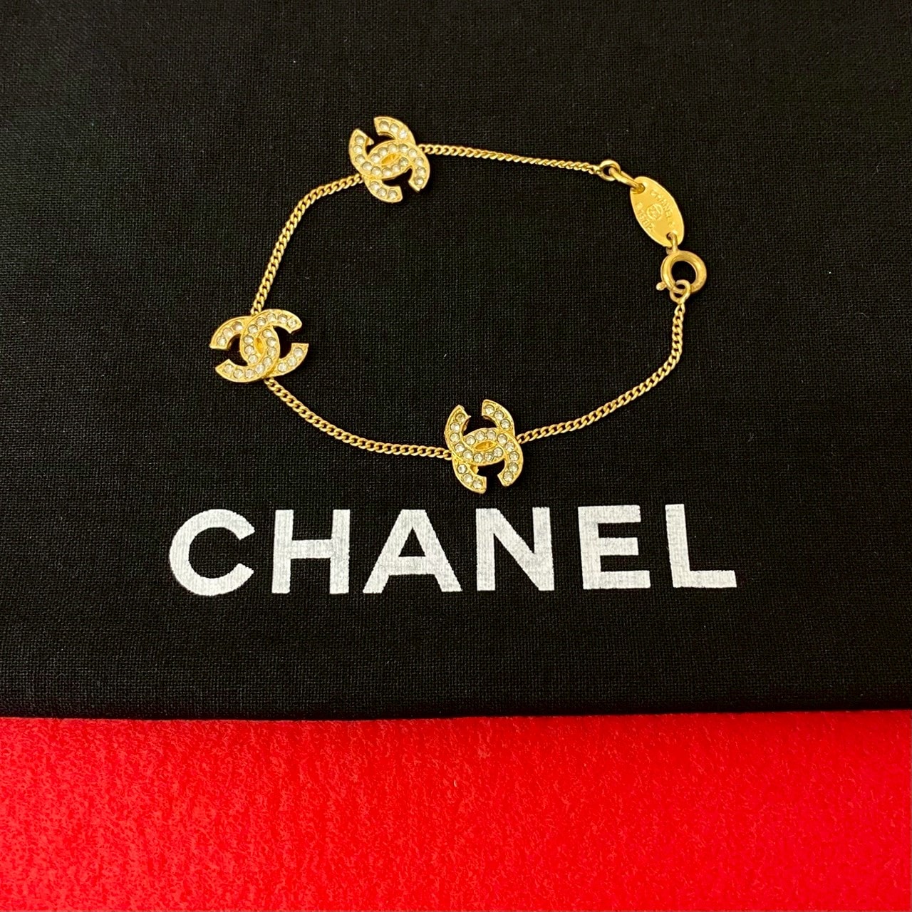 ヴィンテージ ココマークブレスレット GP ラインストーン ゴールド 23938