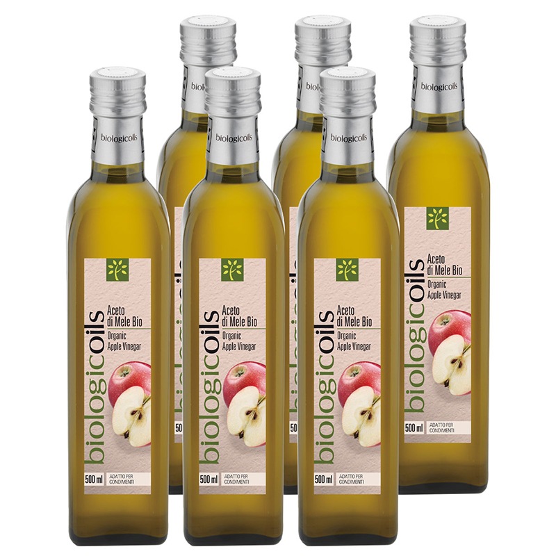 イタリア産有機りんご酢(オーガニックアップルビネガー)500ml6本セット 有機JAS認証 国際規格HACCP認証 香料酸化防止剤保存料などの添加物一切なし