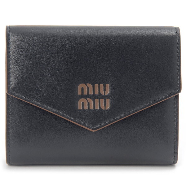 ミュウミュウ 三つ折り財布 ブラック 5MH040 2CV6 F0B7K BI FOLD WALLET NERO+COGNAC 並行輸入品