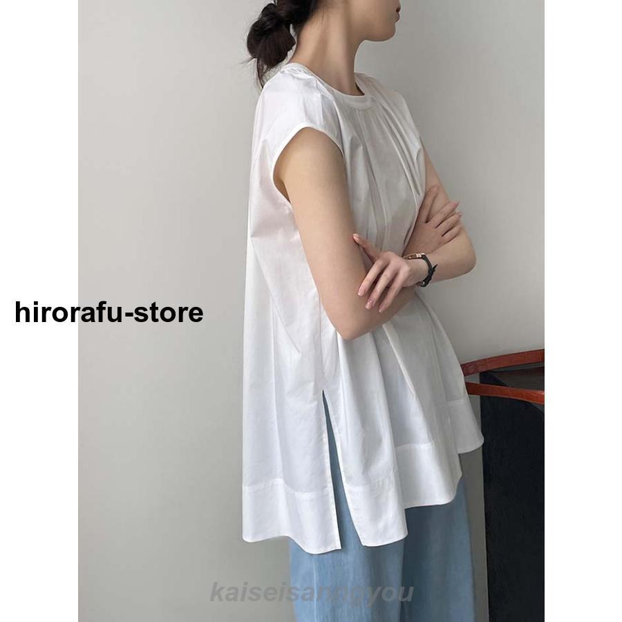 シャツ ブラウス レディース 春 夏 秋 ノースリーブ トップス 綿 コットン フェミニン 着回し シンプル おしゃれ 大人 カジュアル こなれ感 春 夏 大きいサイズ