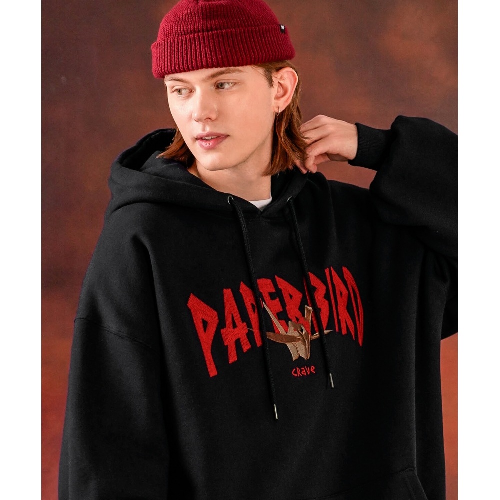 ツインペーパーバードパーカーブラック (レッド) HHHD3542