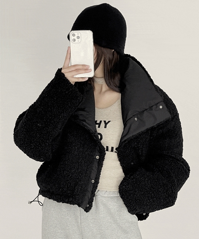 [両面着用] ボークビッグカラーボアショートダウン