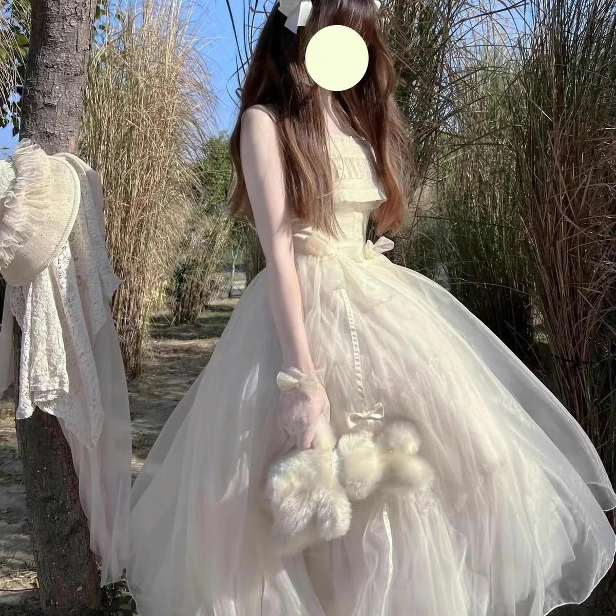 ヘアバンドを送るロリータ Jsk スカート ストーン ロリータ フラワー ウェディング サスペンダー ドレス