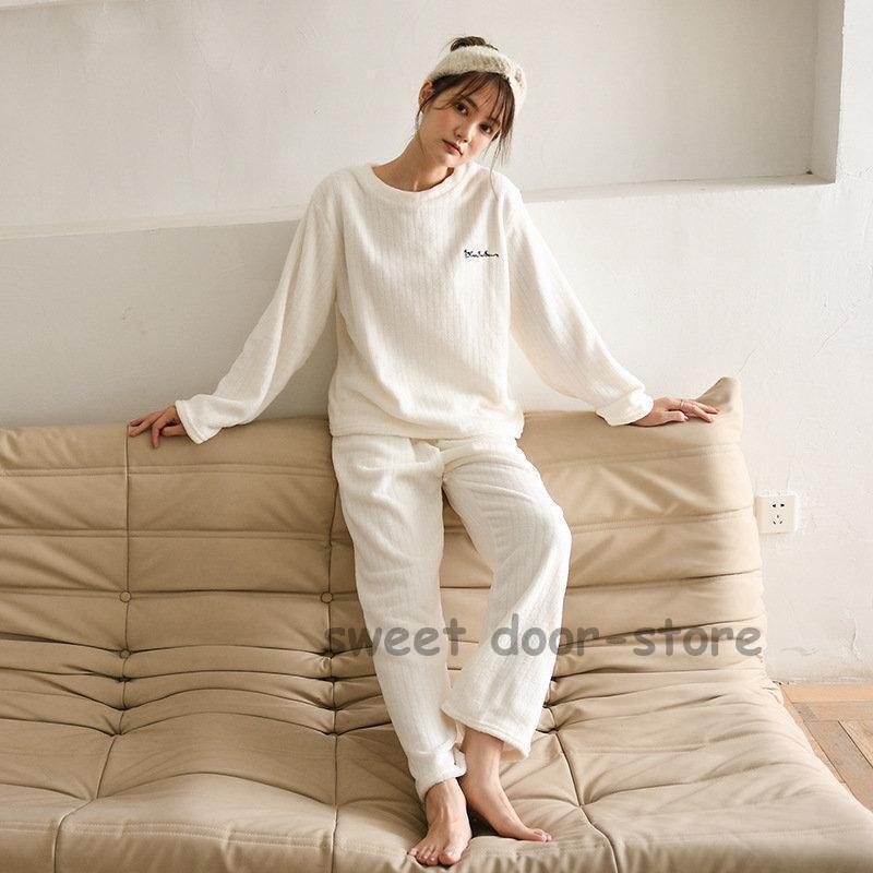 パジャマ ウェア レディース 寝巻き 秋 冬 長袖 寝巻き 防寒 上下セット 部屋着 かわいい カジュアル もこもこ あったか