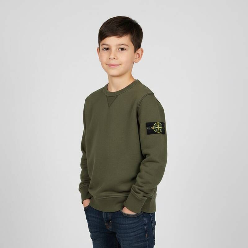 ディモント・ストーン キッズ ワッペンパッチ クルーネックTシャツ（ミリタリーグリーン） K1S16 6100011 S0040 V0054