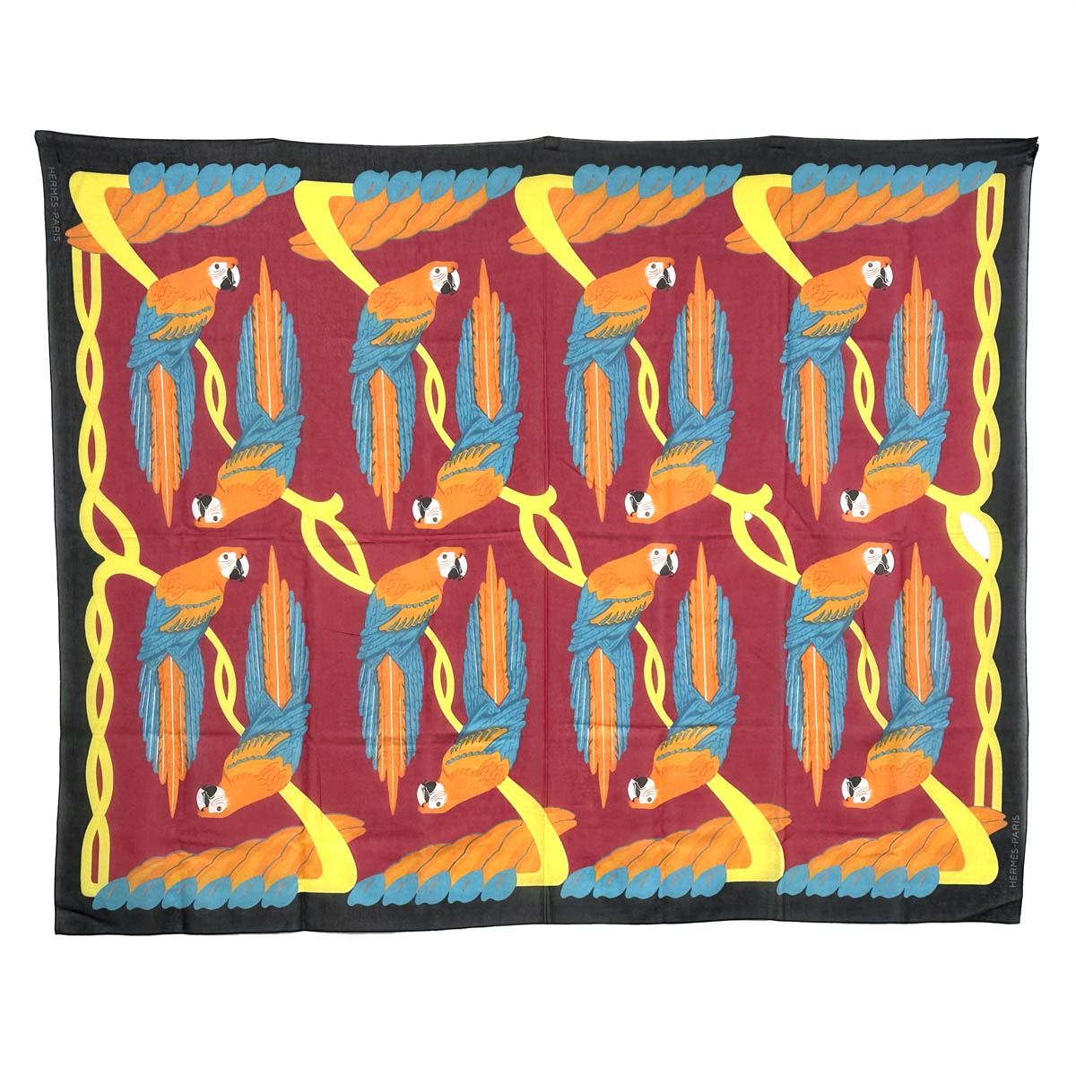 大判ストール ショール パレオ オウム柄 コットン100% レッド ブラック オレンジ ブルー イエロー