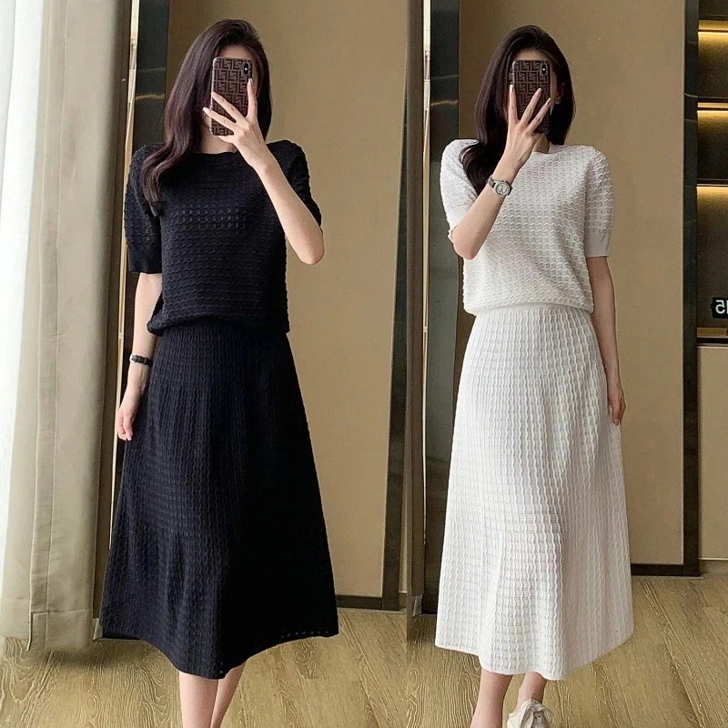 セットアップ レディース 夏 高級感 夏服 人气新作 ジャージ レディース ニット 上下セット スカート セット韓国ファッション