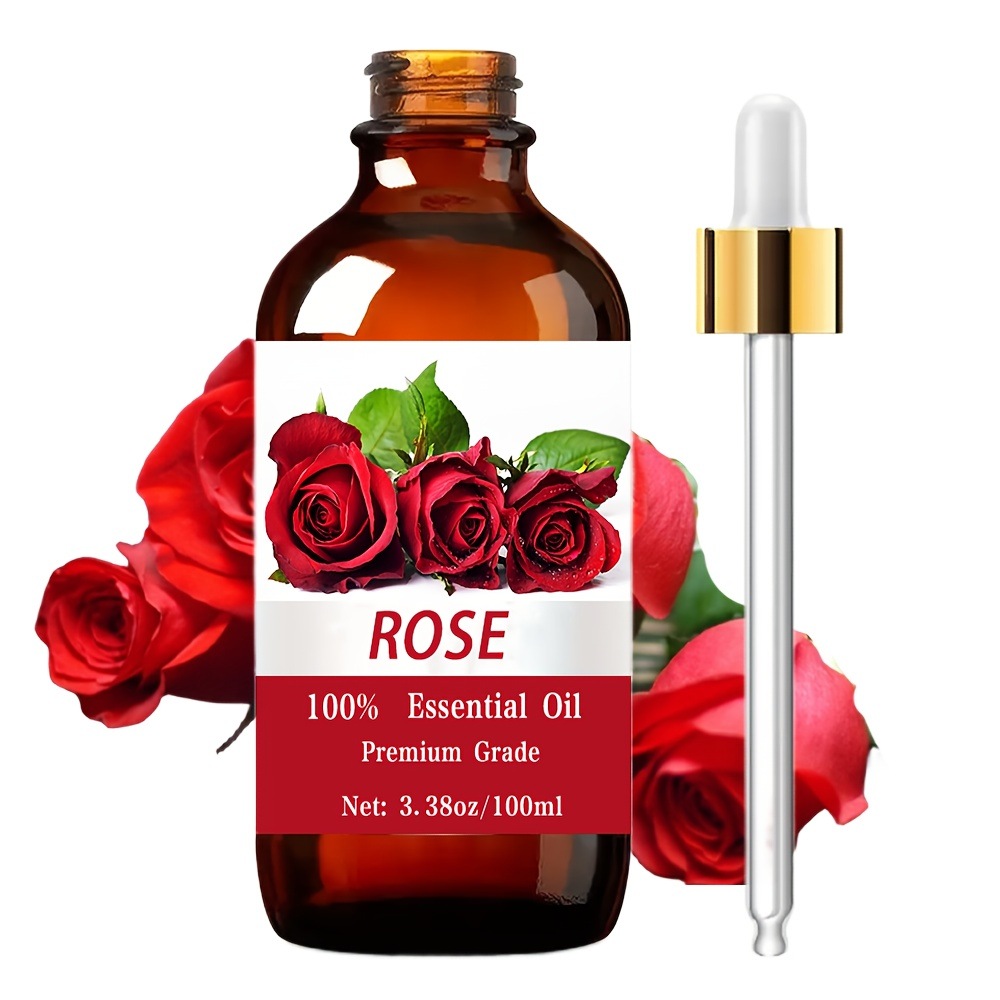 ローズエッセンシャルオイル3.38oz（100ml）髪用＆ライトベージュケアに適した100％純粋＆天然グレードマッサージ・ディフューザー加湿器用保湿マッサージエッセンシャルオイル男性＆女性向け瞑想リラ
