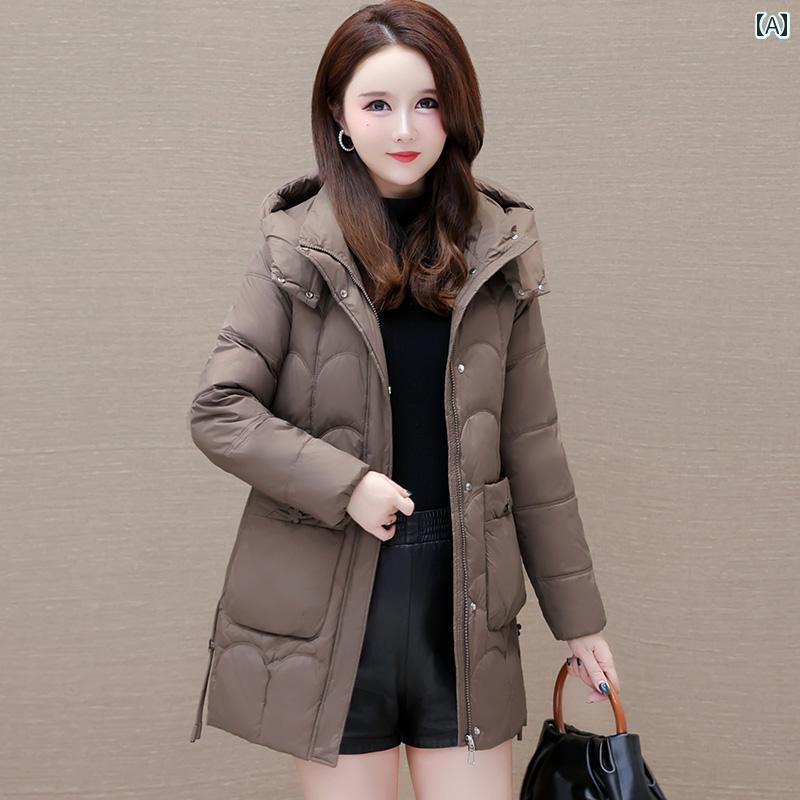 ジャケット ダウンジャケット レディース スリム ダウン 女性 冬 厚手 暖かい ミドル丈 ホワイトダックダウン