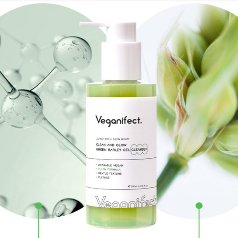 Veganifect/Clean & Glow Green Barley Gel Cleanser 205ml/ビーガンクレンジングフォーム