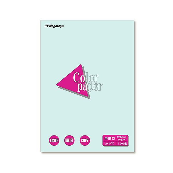 (まとめ) 長門屋商店 Color Paper A4 中厚口 水 ナ-3210 1冊(100枚) (×30セット)