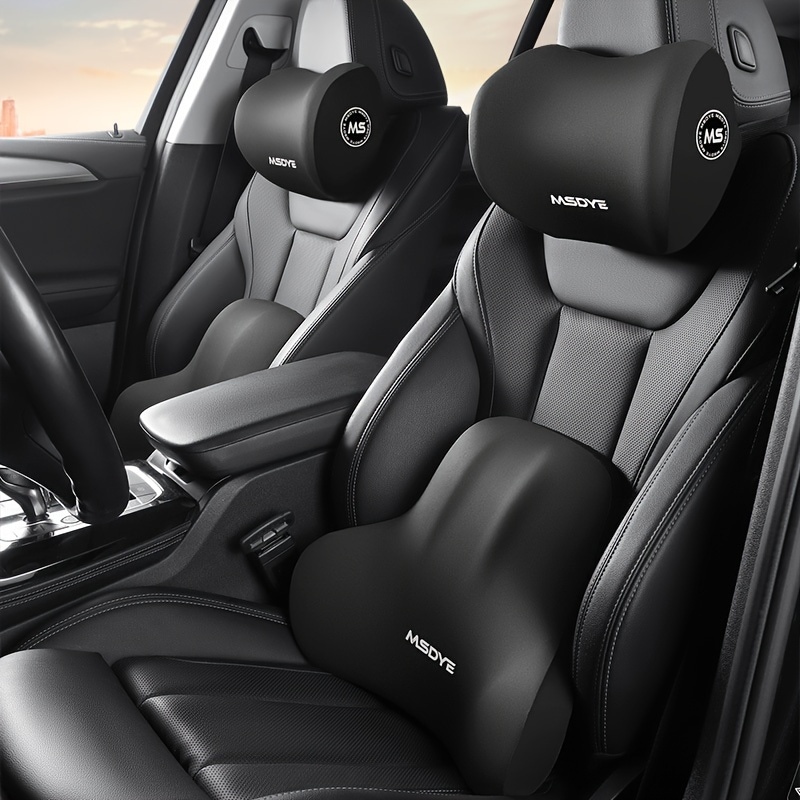 メモリーフォームヘッドレスト＆腰サポートセット快適な運転席通気性のあるポリエステル素材