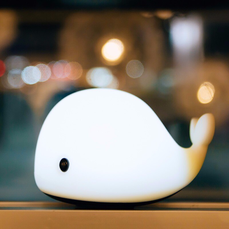 USB充電式シリコンランプ漫画カラフルな小さなクジラのパットライトLEDイルカの色がカラフルな雰囲気