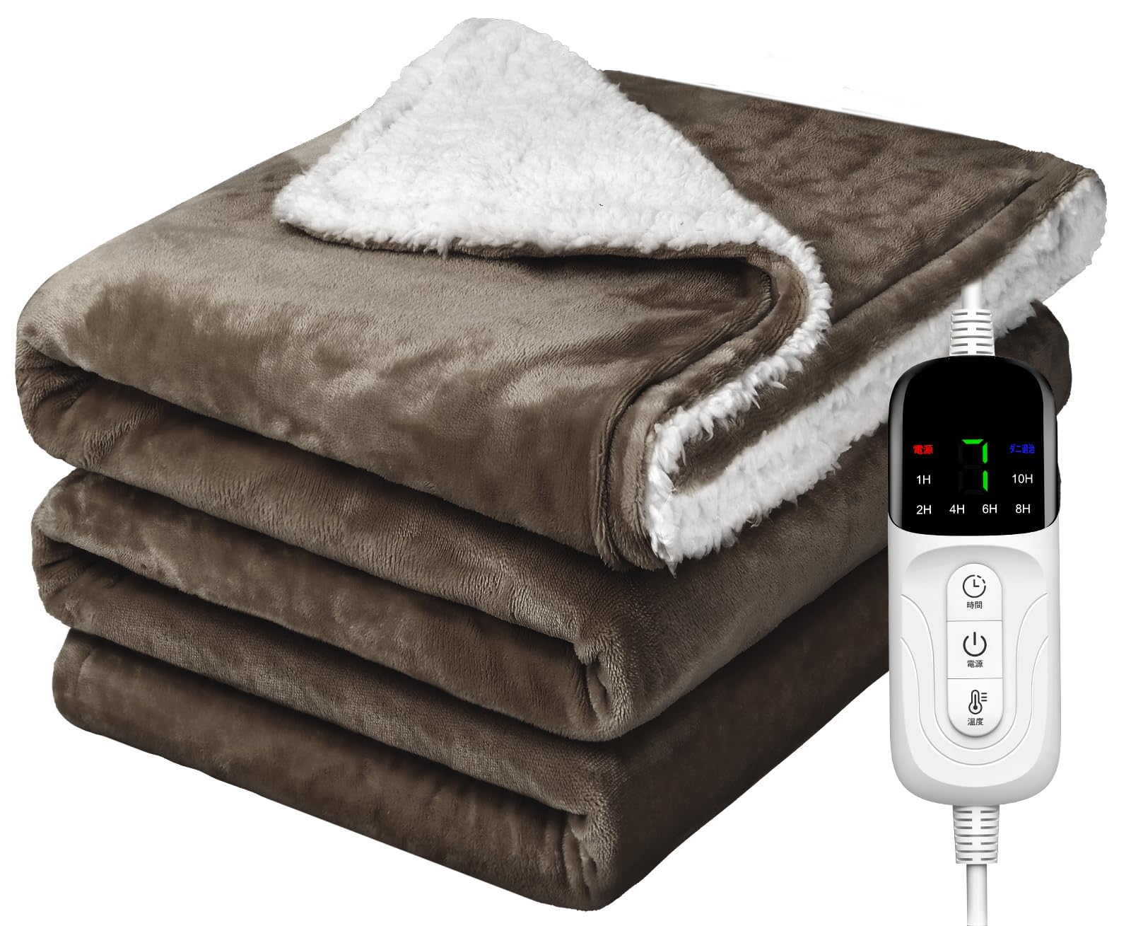 電気毛布 掛け敷き兼用 188×130cm【大きいサイズ＆フランネル＋起毛】電気ブランケット 電気ひざ掛け 3分速暖 恒温加熱 ダニ退治 7段階温度調整 6段階切タイマー ふわふわ 暖房器具 省エネ