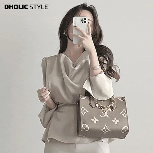 [メガ割りSALE]ドレープスリットスリーブブラウス・p436380