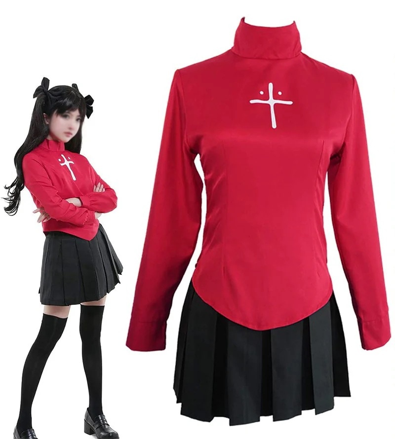 ウィッグ付き 遠坂凛 コスプレ 衣装 Fate stay night コスチューム 普段着 イベント仮装