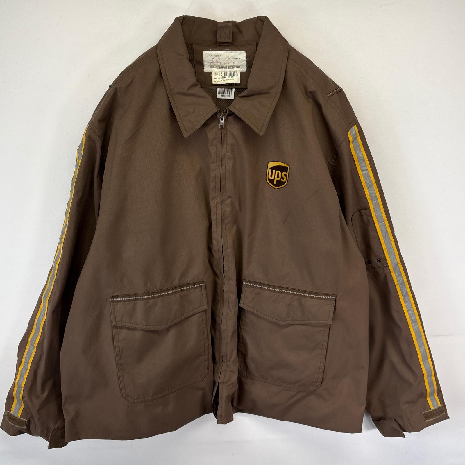 古着 G.A.RIVERS ワークジャケット フルジップ ナイロンジャケット 企業ロゴ 大きいサイズ 3XL ブラウン系 メンズ