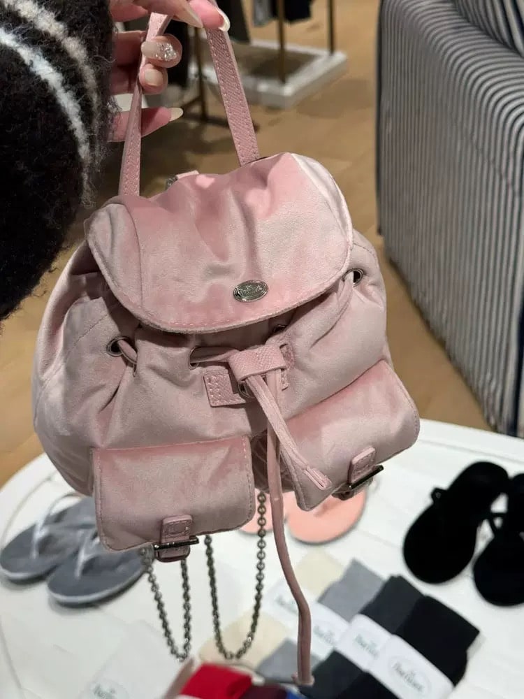 Barnnet Mauve Velvet Chain Backpack バーネット　韓国　人気　ブランド　バッグ　レディース　マザーズ