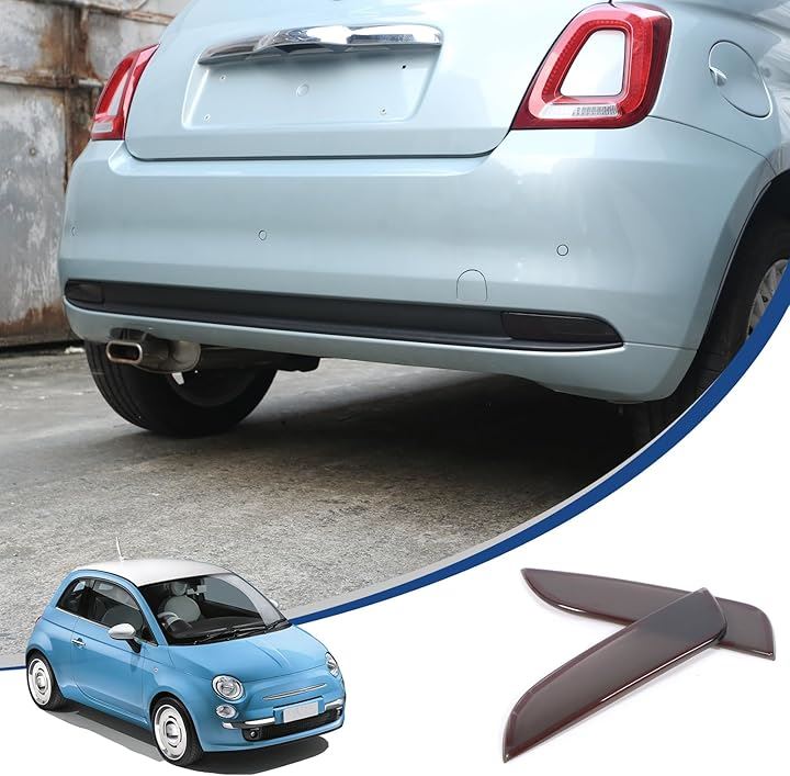 新型 フィアット 500 専用 2016～2024に適用 リアフォグランプカバー リアフォグランプパネル ABS製 貼付タイプ 保護カバー 装飾カバー 外装パーツ(スモーキーブラック)