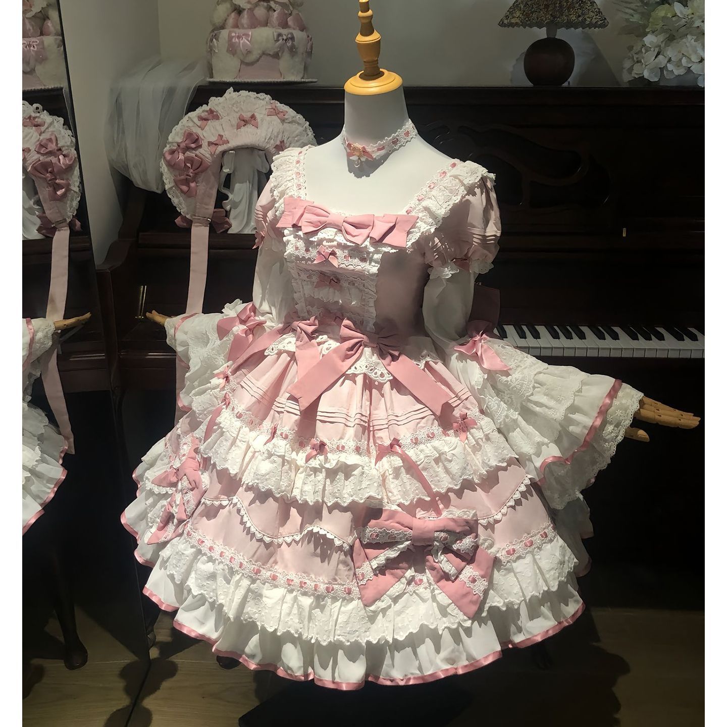 ピンク バレエコア ロリータ ドール風 小袖 プリンセス 春服 レディース